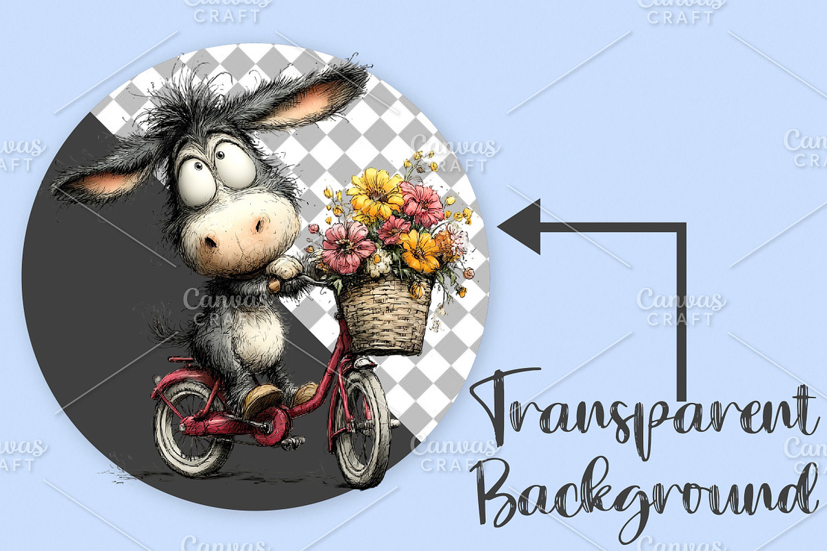 Whimsical Spring Donkey Clipart PNG, an Illustration by Canvas Craft (Photo 2 of 7)