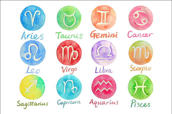 Watercolor Zodiac Signs Clipart preview 3