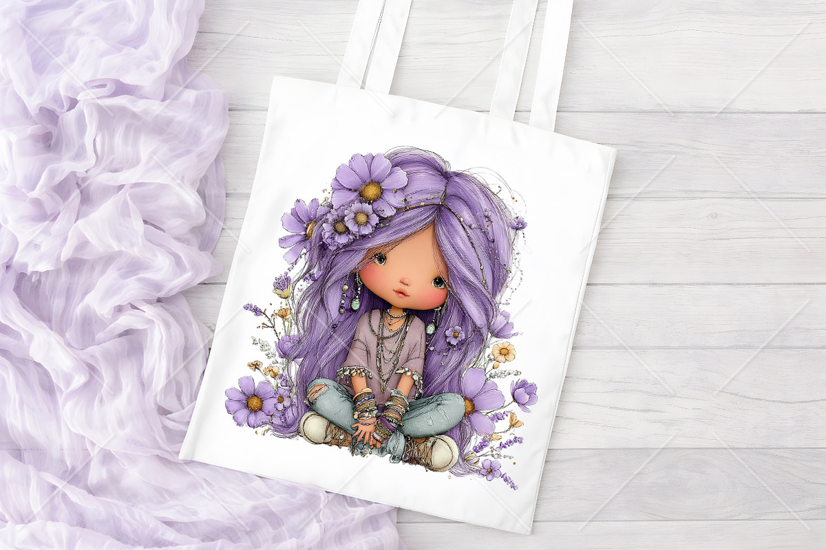 Whimsical Boho Quirky Girl Clipart, a Seasonal Illustration by Canvas Craft (Photo 8 of 10)