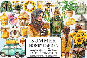 Summer Honey Garden Clipart, an Illustration by Libby Wishes