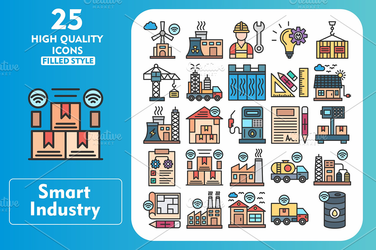 Smart industry 25 Line Filled Icons, an Icon by Pexelpy