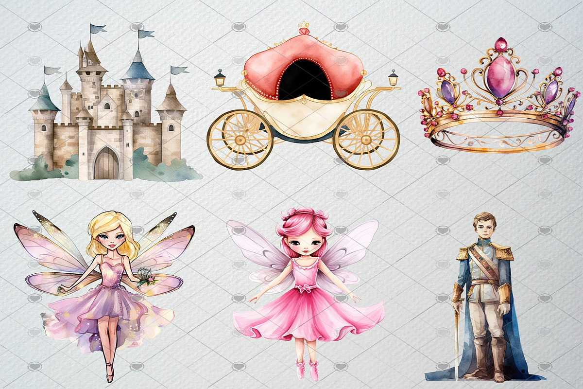 Watercolor Fairy Tale Clipart,40 PNG, an Illustration by CropUp Creative (Photo 2 of 5)