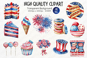 4th of July Watercolor Clipart PNG, a Decorative Illustration by Maysa Art (Thumbnail 5 of 5)