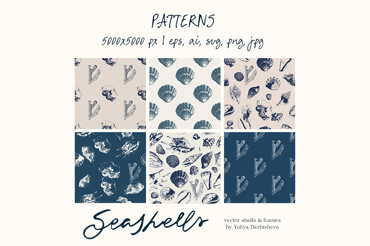 Seashells vector illustrations frame, an Object Graphic by Yuliya Derbisheva (Photo 11 of 13)