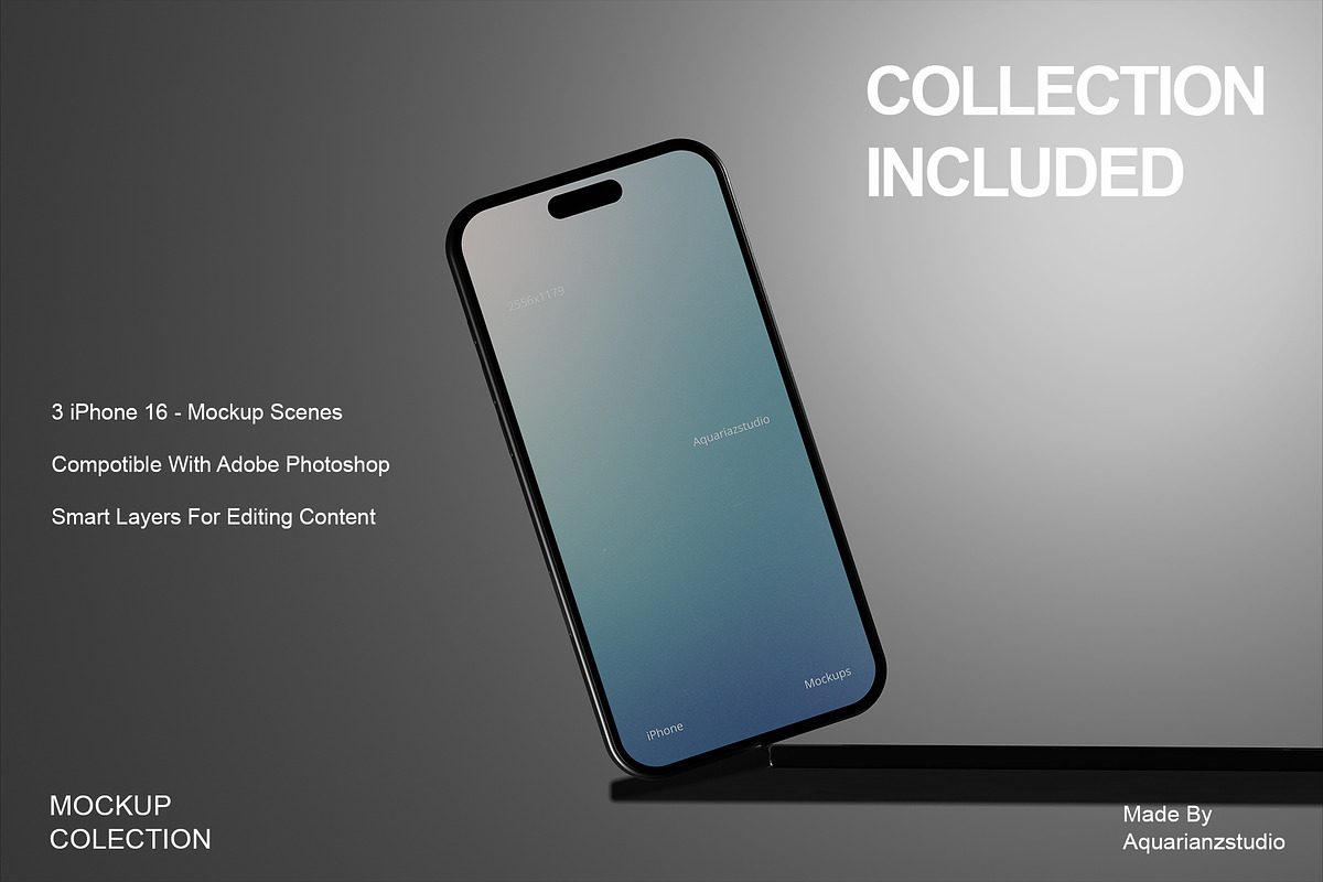 iPhone 16 mockup | aplle devices, an iPhone Mockup by Aquarianz Studio (Photo 2 of 4)