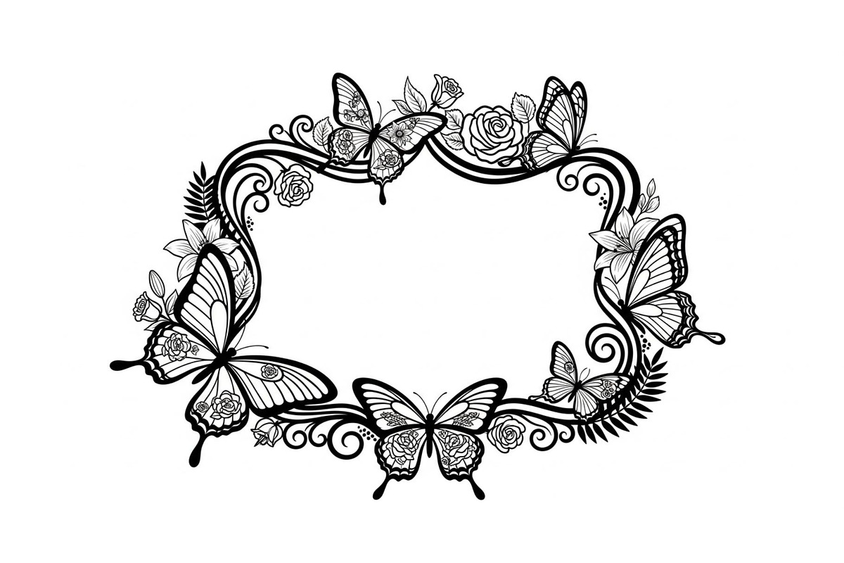 Butterfly Floral Frame SVG Bundle, an Illustration by Creativeshirt (Photo 21 of 31)