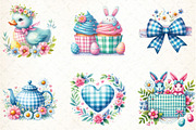 Blue & Pink Gingham Spring Clipart, an Illustration by DreamCafeArt (Thumbnail 3 of 6)