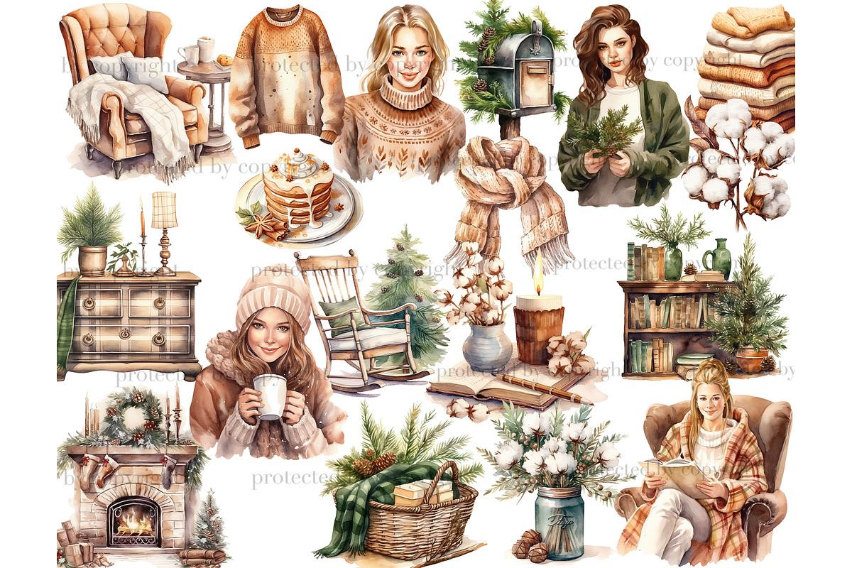 Cozy Winter Clipart Bundle, a Person Illustration by GlamArtZhanna (Photo 2 of 5)