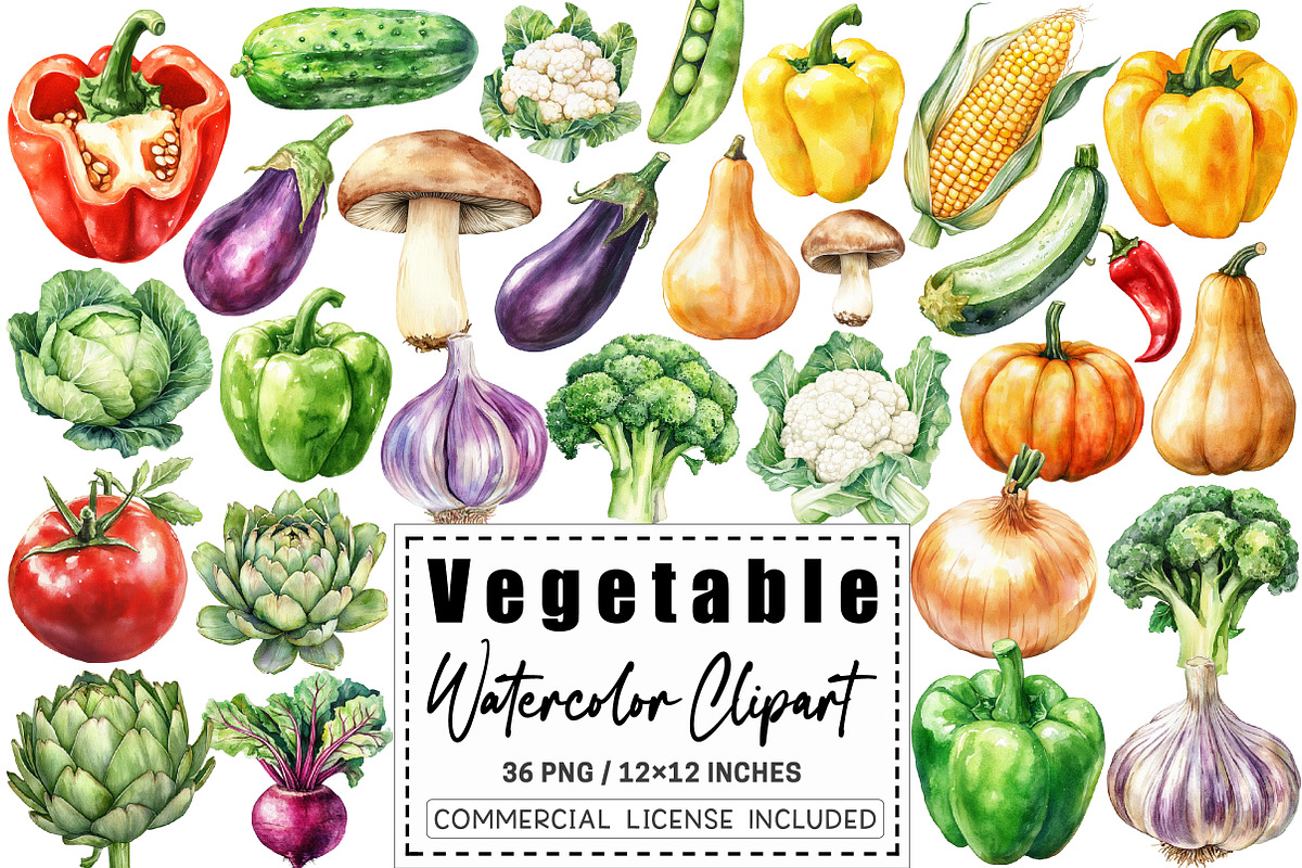 Watercolor Nature Vegetable Clipart, a Graphic by CitraGraphics (Photo 1 of 5)