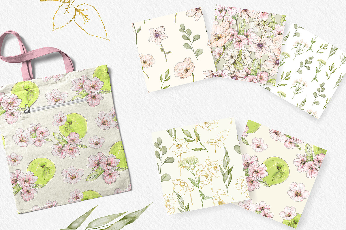 10 watercolor floral patterns, a Pattern Graphic by HmarkaShop (Photo 3 of 3)