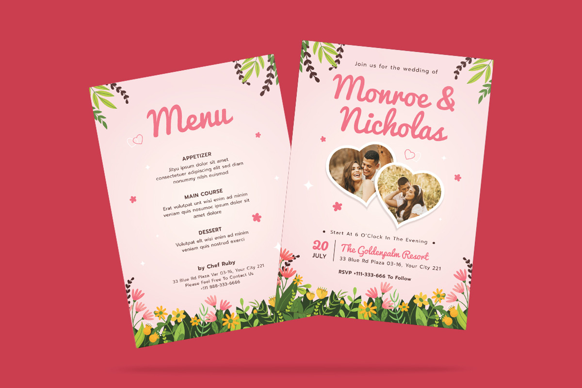 Floral Life Wedding Invitation, an Invitation Template by iDoodle Studio (Photo 2 of 4)