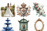 French Chateau Watercolor Clipart, an Illustration by Craft Nest (Thumbnail 2 of 6)