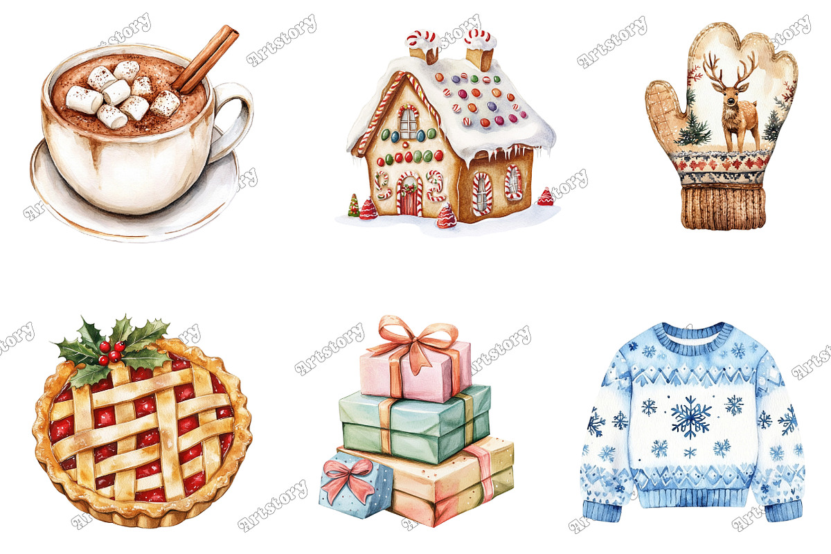 Cozy Christmas Afternoon Clipart, an Illustration by designcity5 (Photo 3 of 5)