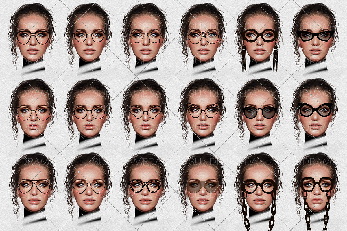 Glasses Stamps Brushes for Procreate, a Brush Add-On by sundrameda (Photo 6 of 13)