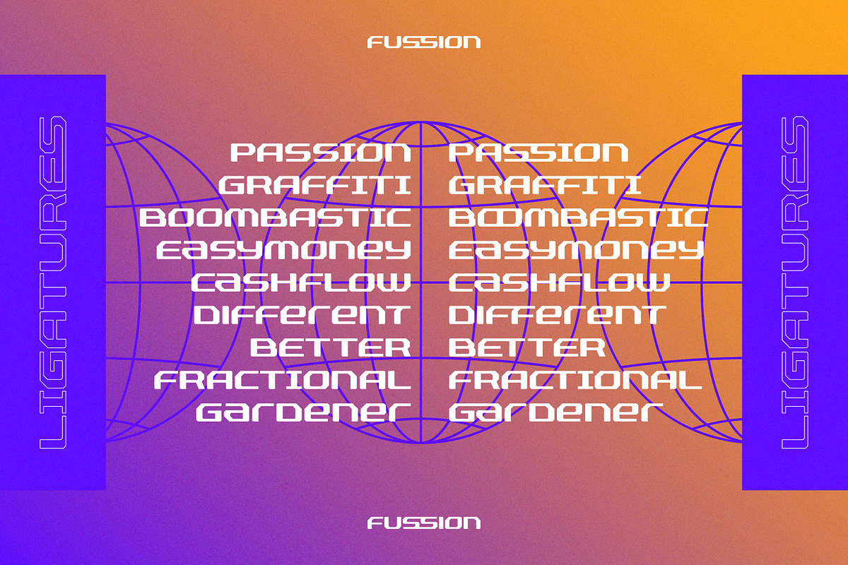 Fussion - Techno Ligature, a Sans Serif Font by Variatype (Photo 9 of 11)