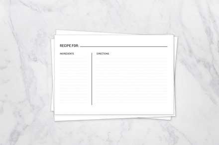 Simple Recipe Cards 5x7 card FILL IN