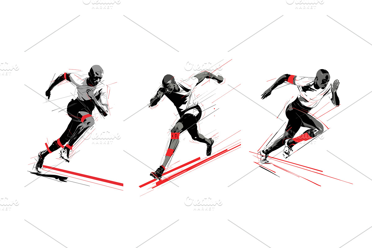 Sportsman running through red ribbon, a Sport Illustration by Onyx
