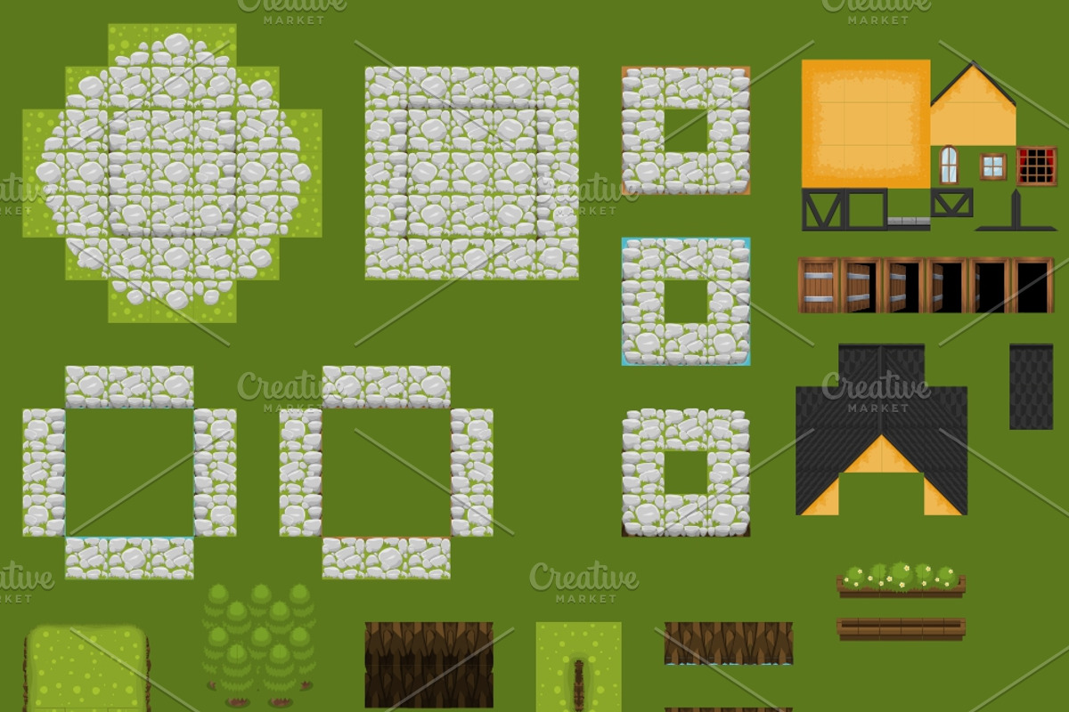 Top-Down Game Tileset 2, an Illustration by pzUH (Photo 4 of 4)