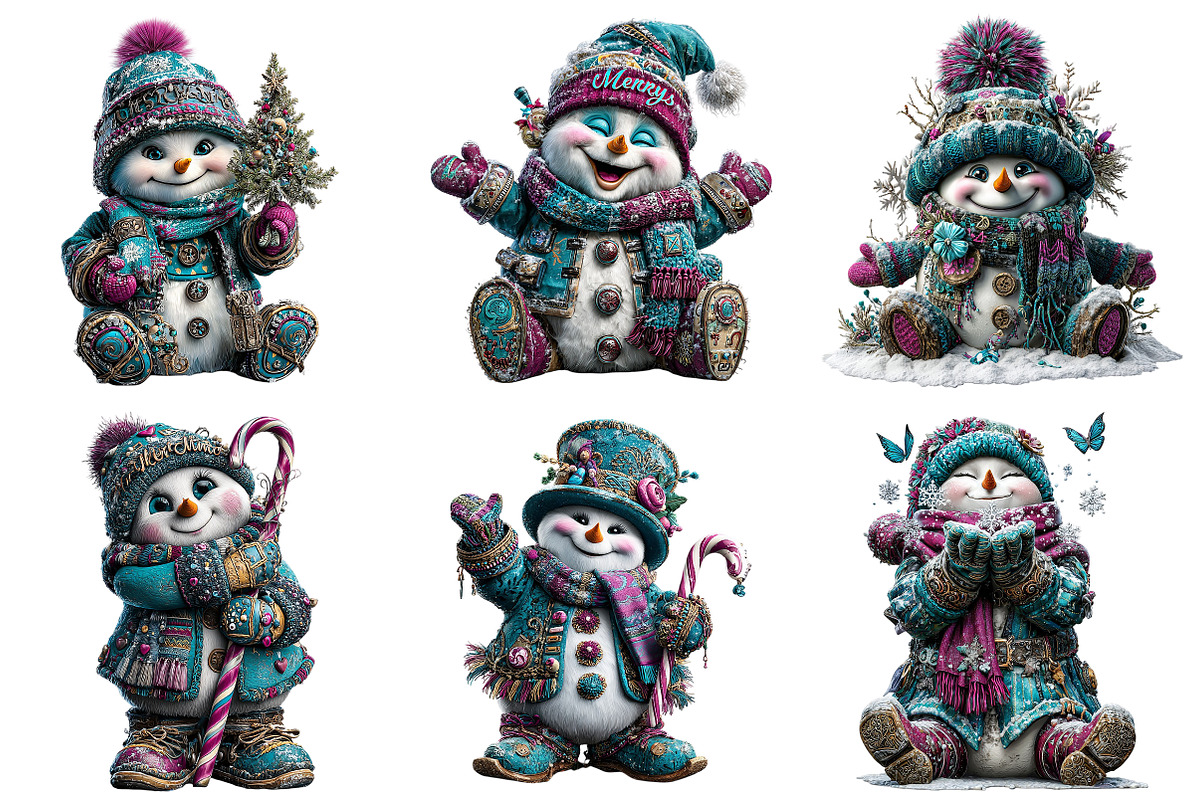Merry Christmas Snowman Clipart, an Illustration by Craft Nest (Photo 8 of 10)