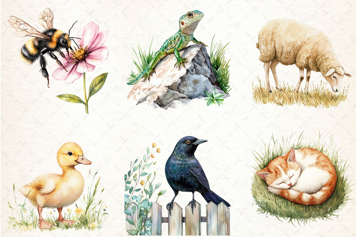 Watercolor Garden Animal Clipart, an Illustration by Libby Wishes (Photo 2 of 6)