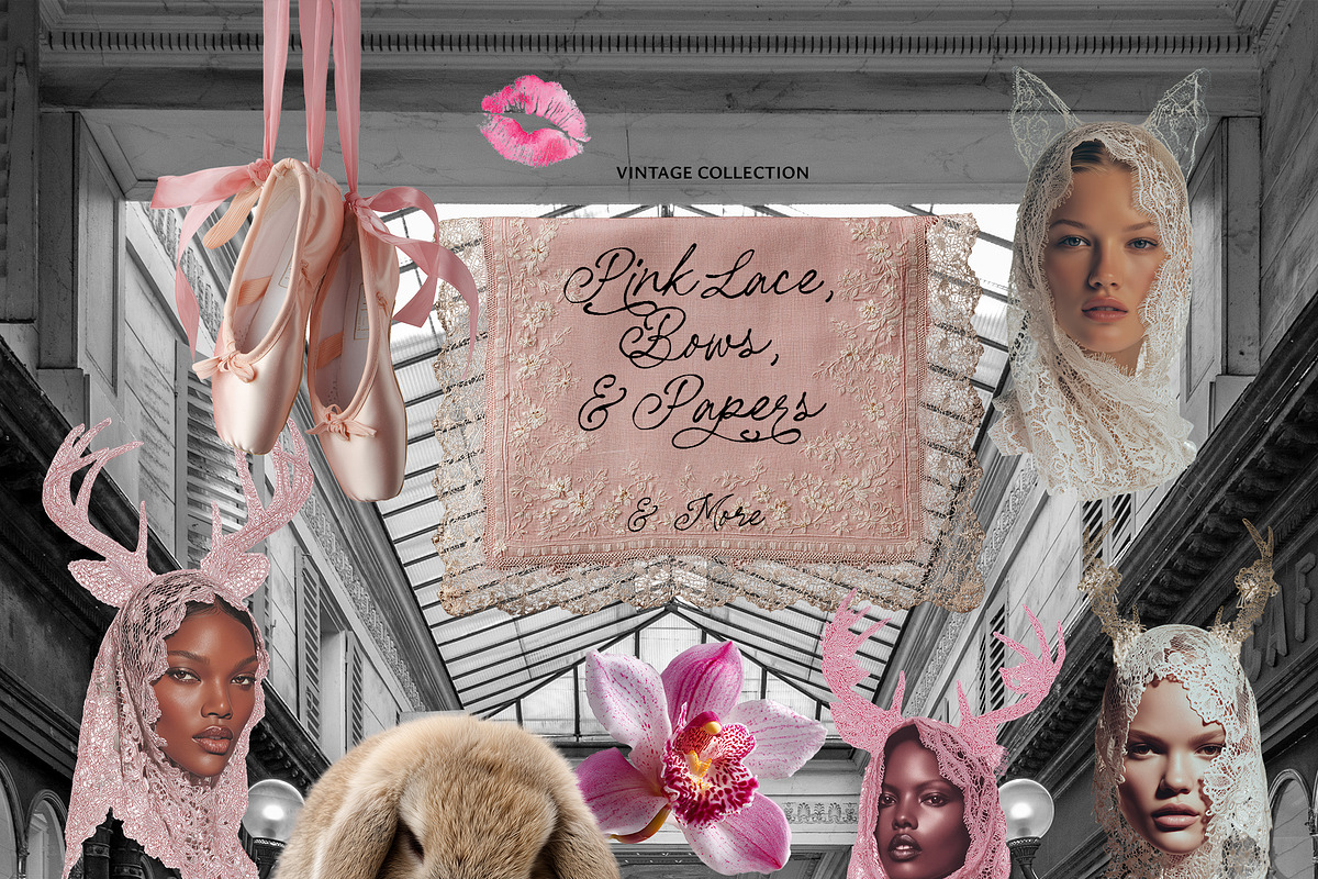 Vintage Pink Lace, Bows & Papers, an Object Graphic by Lana Elanor (Photo 13 of 15)