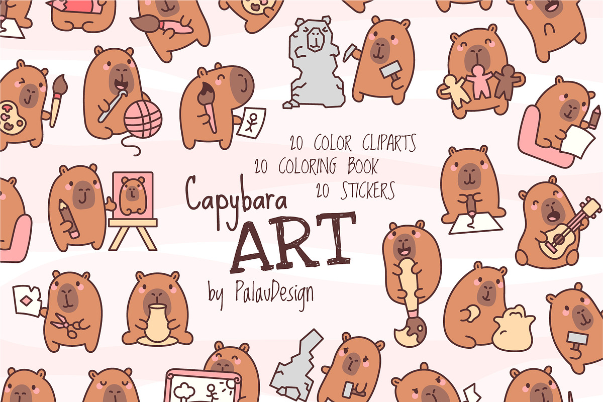 Capybara Art Illustration Pack, an Animal Illustration by Palau (Photo 1 of 10)