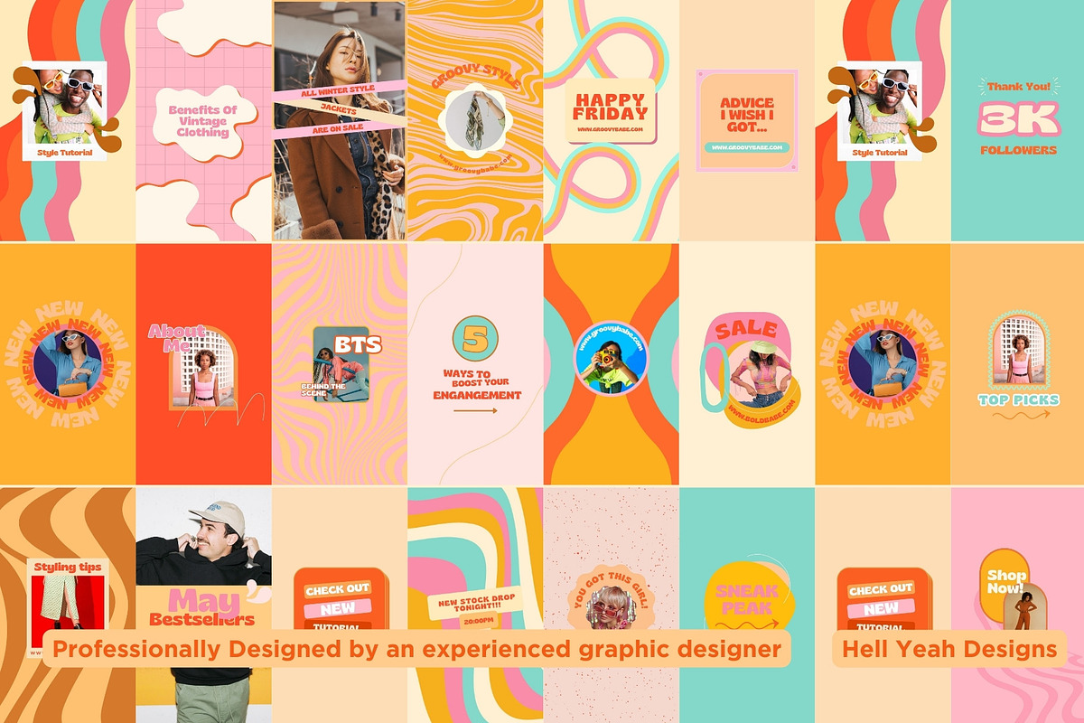 Bold Retro Instagram Reel Templates, a Social Media Template by Hell Yeah Designs (Photo 6 of 6)