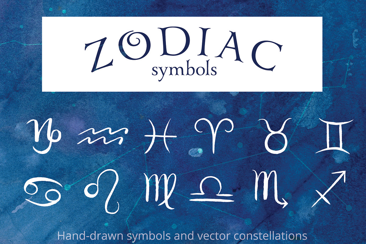 Zodiac Symbols and Constellations, an Illustration by MyNatureGraphics (Photo 1 of 5)