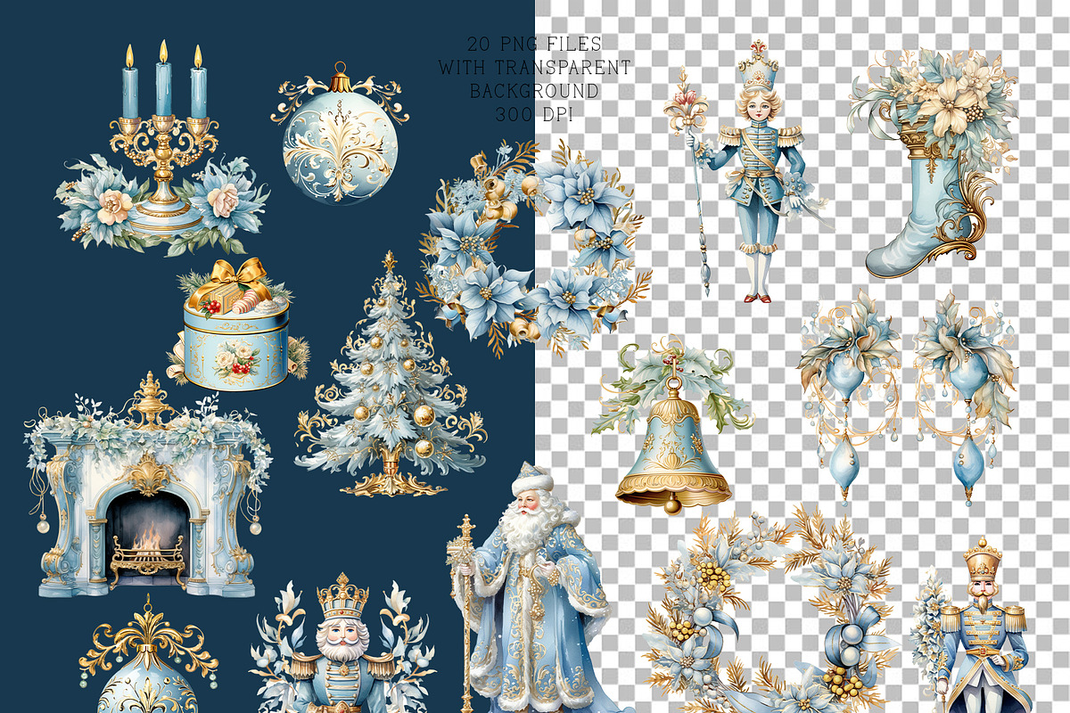 Vintage Blue Christmas, a Seasonal Illustration by Vasmila (Photo 5 of 6)