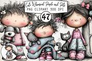 Cute Whimsical People and Pets Bundl, an Illustration by RobertsArt (Thumbnail 1 of 7)