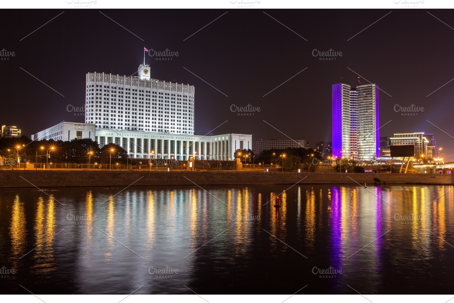 Russian white house in moscow at night stock photo containing house and white, an Architecture Photo by Leonid Andronov