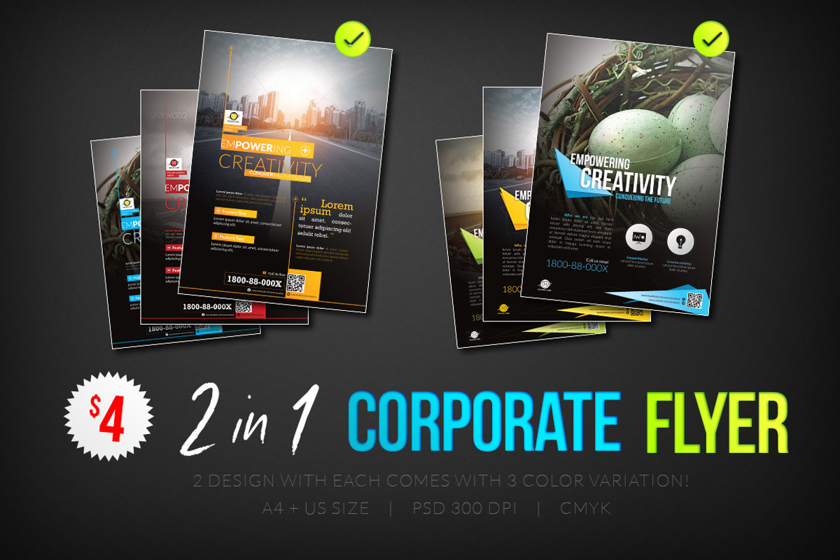 Corporate Flyers Psd Template 2 in 1, a Flyer Template by SCworkspace (Photo 1 of 2)