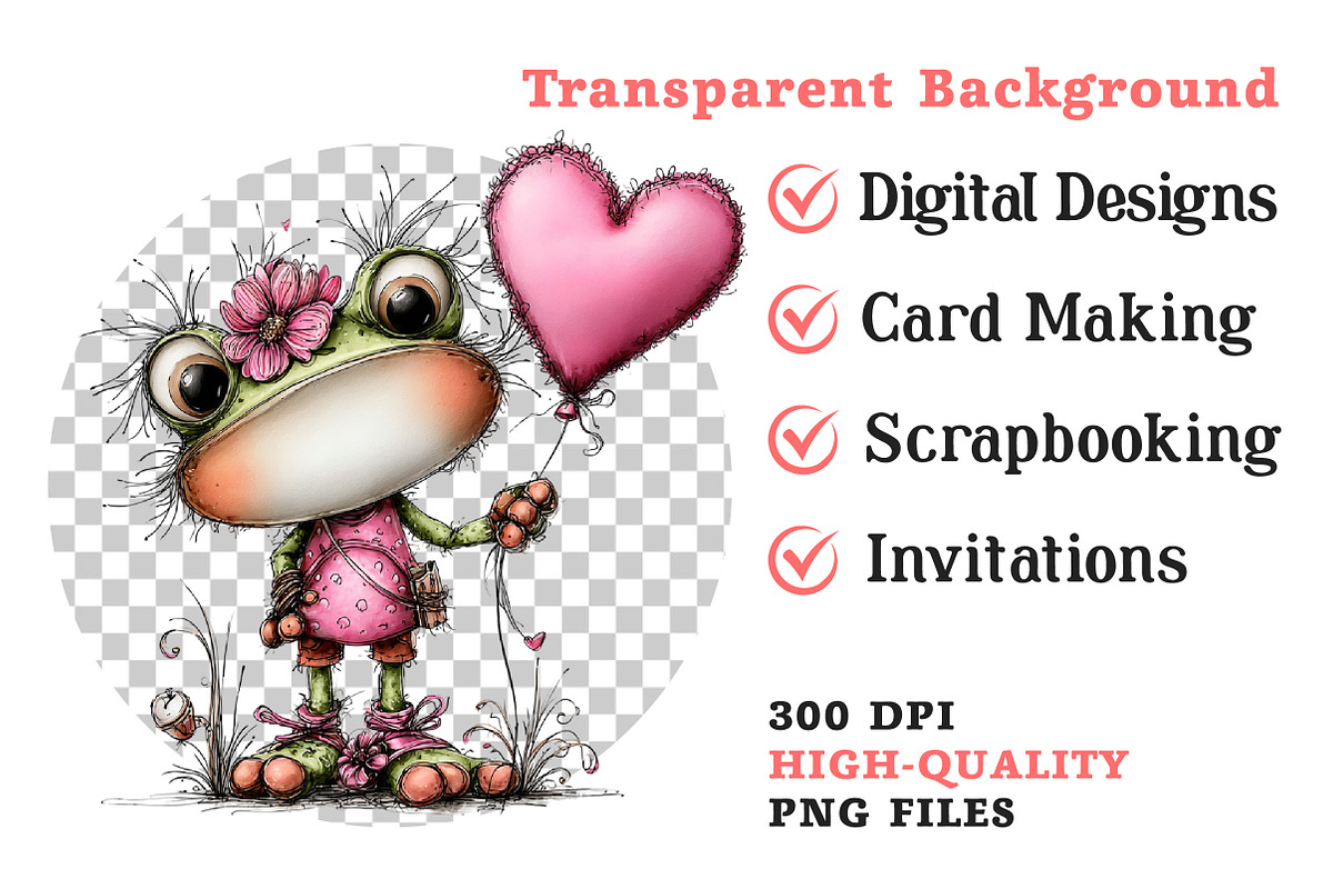 Valentine's Whimsical Frogs Clipart, an Illustration by Dream Creation (Photo 8 of 8)