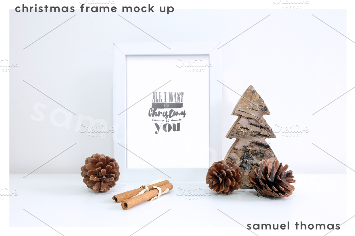 Christmas Frame Mockup, a Print Template by Uncommon Mockups (Photo 2 of 3)