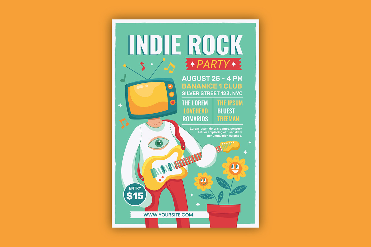 Indie Rock Party Flyer, a Flyer Template by serapika (Photo 1 of 3)