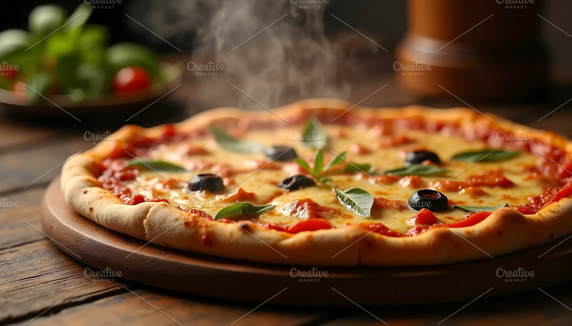 Delicious pizza fresh out of oven, a Photo by LOGOCREATIVE