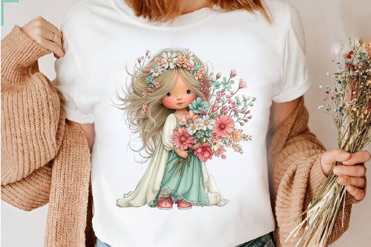 Boho Flower Girl Clipart Bundle, a Seasonal Illustration by CreationArt (Photo 6 of 7)