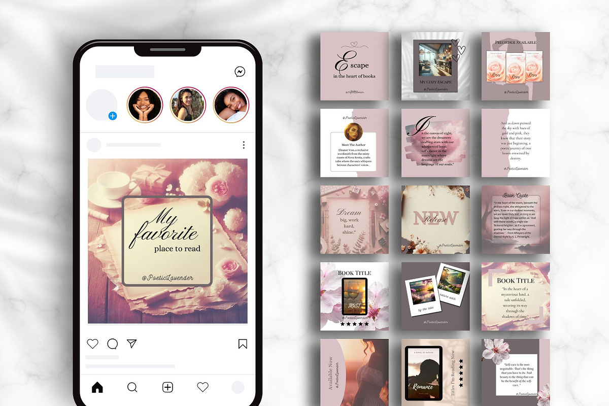Lavender Author Instagram Template, a Social Media Template by Little Creative Scribbles (Photo 6 of 10)