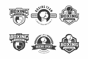 Boxing Club Logo Emblem Set