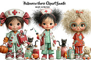 Halloween Nurse Clipart Bundle, a Seasonal Illustration by CreationArt (Thumbnail 1 of 7)