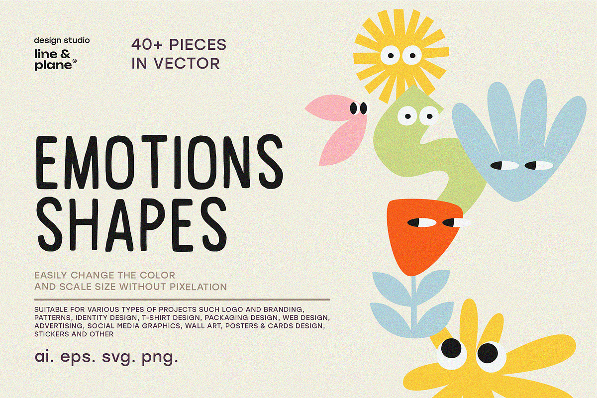 Vector Emotions Shapes - 40+ Pieces, an Object Graphic by line & plane (Photo 1 of 7)