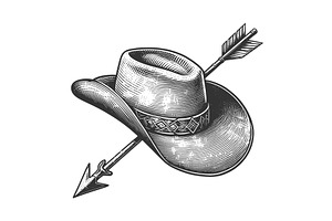 Cowboy Hat With Arrow Vector