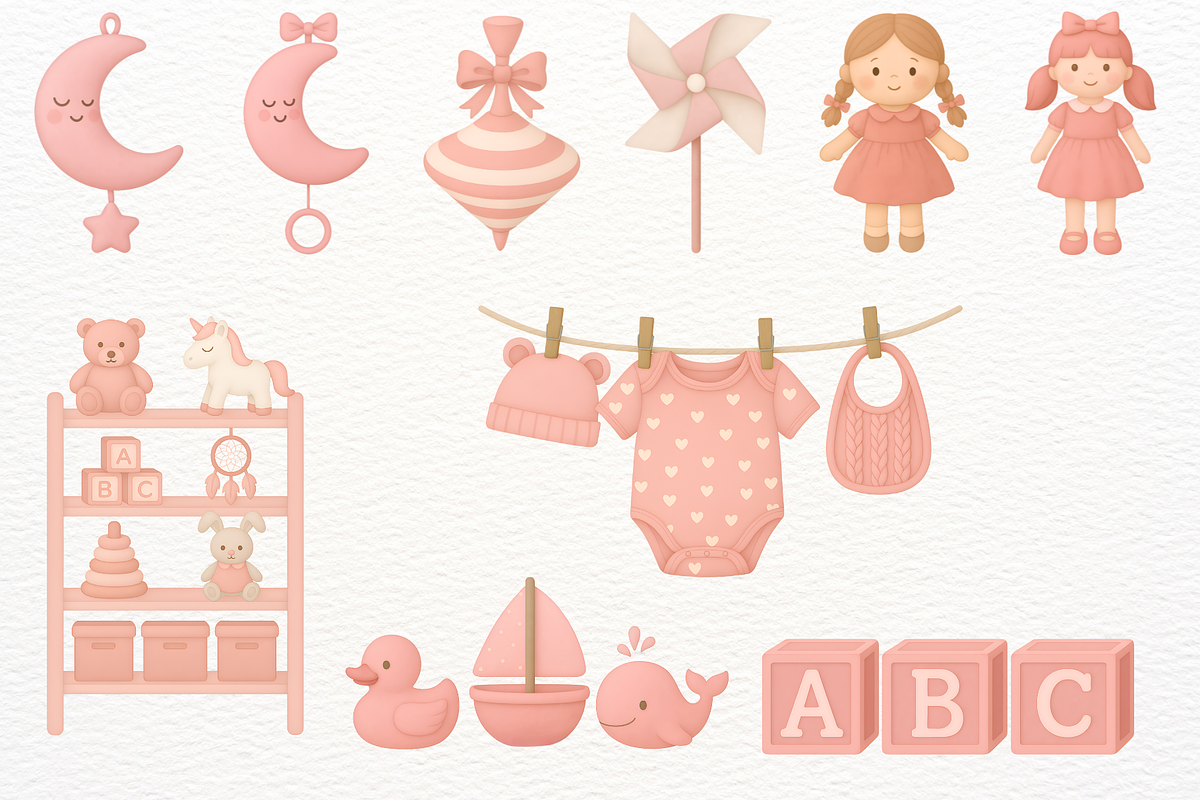 Newborn Baby Girl Nursery Clipart, an Object Illustration by SugarCloudStudioArt (Photo 4 of 7)