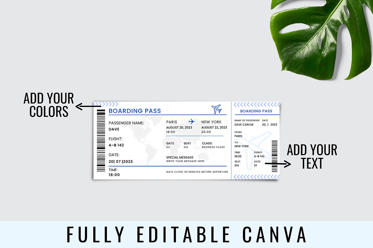 Editable Boarding Pass Ticket Design, a Templates & Theme by Snapybiz (Photo 6 of 10)