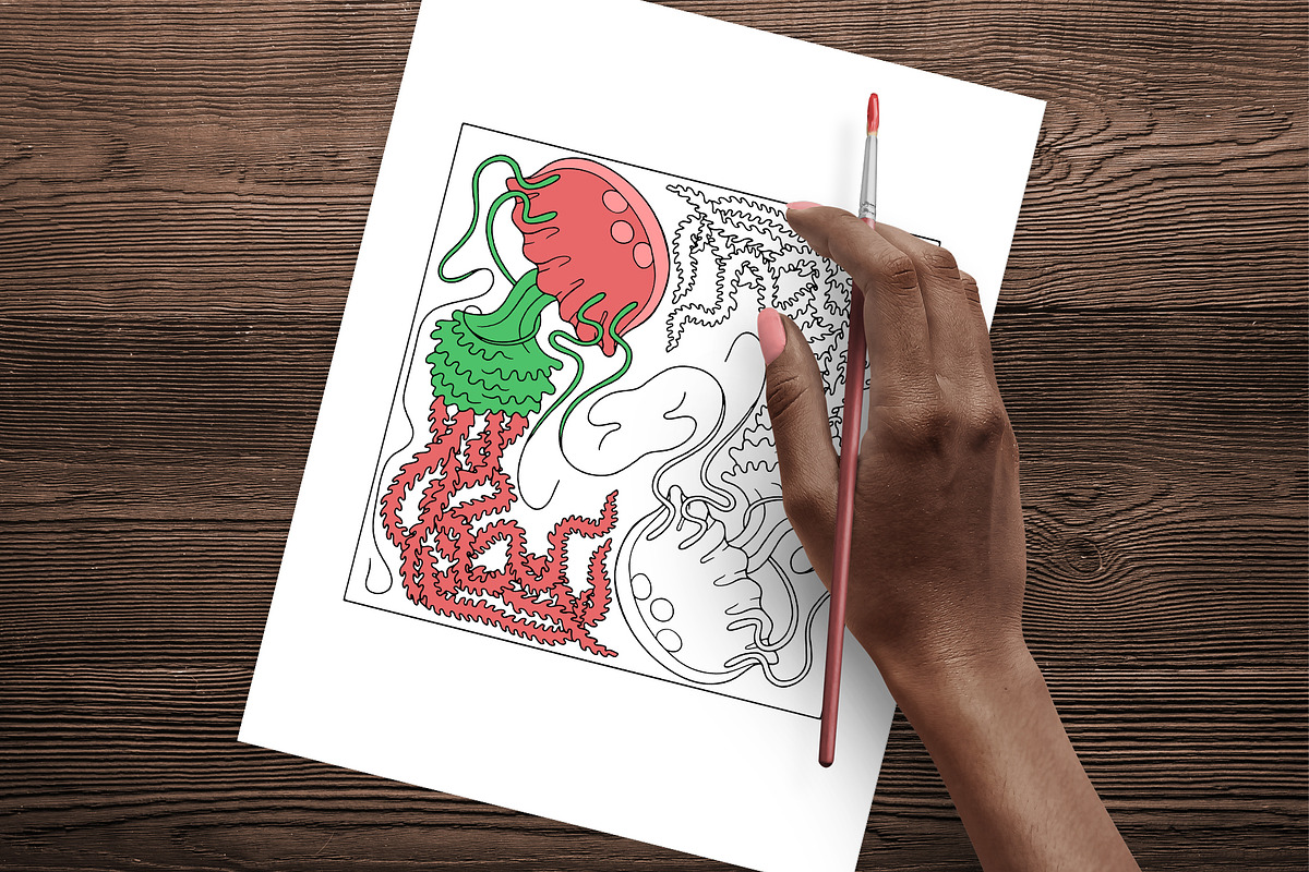 Art Nouveau Sea Coloring Book Pages, a Print Template by Rose Design (Photo 4 of 6)