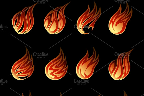 Colorful Vector Fire Icon Set