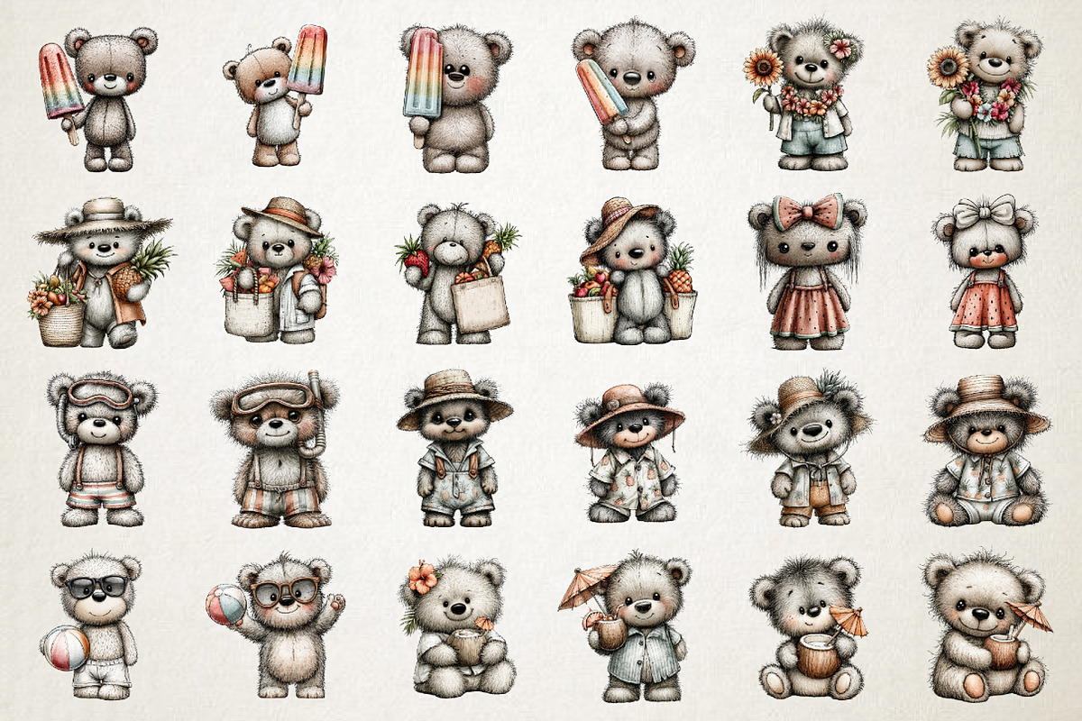 Cute Summer Bear PNG Clipart, an Animal Illustration by RobertsArt (Photo 4 of 7)