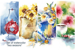 Set of watercolor "Tea seasons"