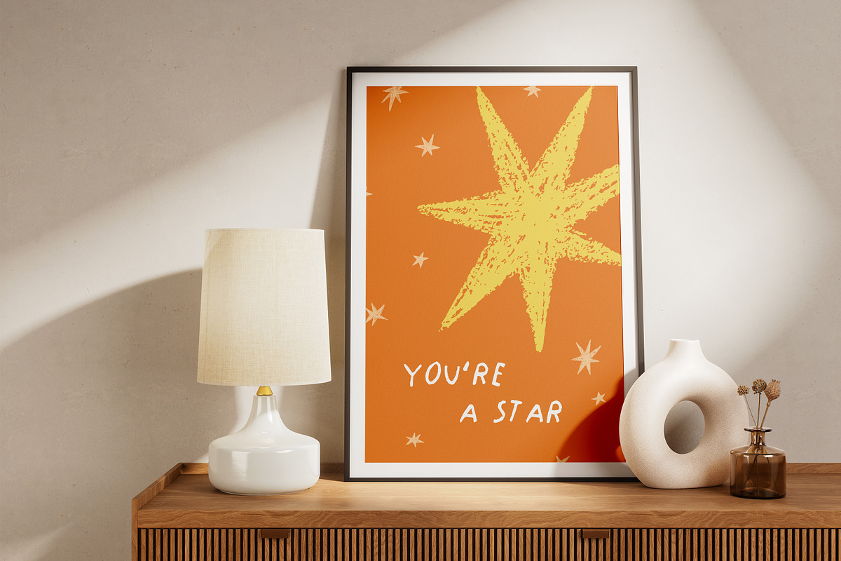 Cute doodle stars posters, cards set, a Decorative Illustration by Good Studio (Photo 6 of 11)