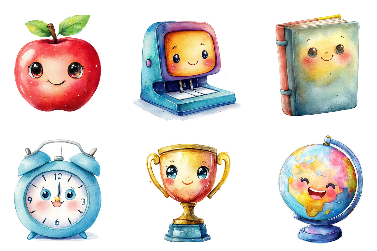 Kawaii School Clipart PNG, an Illustration by SinaCreation (Photo 4 of 5)